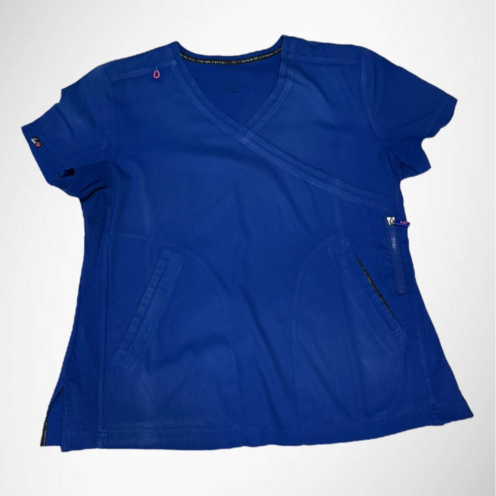 Koi Lite Women's Philosophy 3-Pocket Mock-Wrap Scrub Top in Blue Size Large - Picture 5 of 10